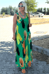 STELLA | FLORAL SILK CHIFFON MAXI DRESS