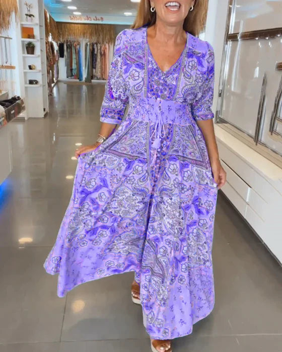 NETTIE | ELEGANT V-NECK MAXI DRESS