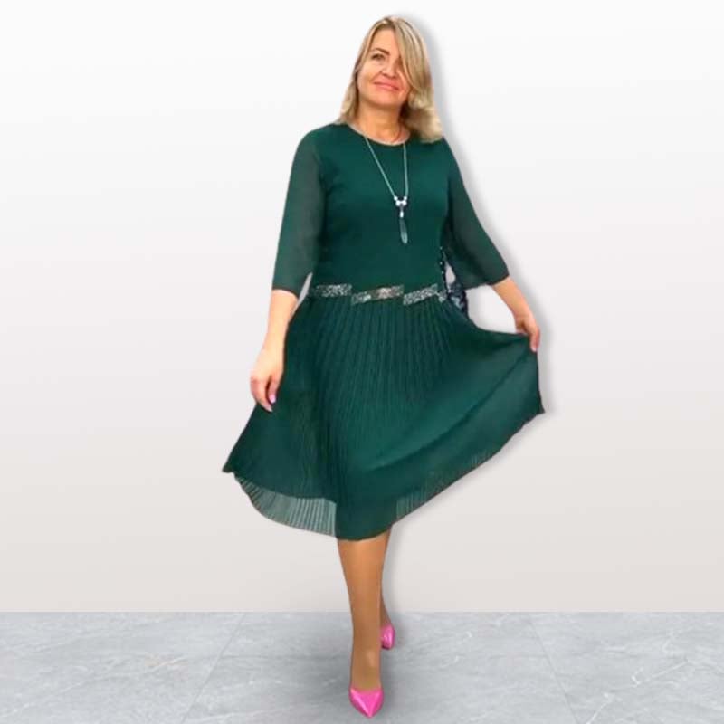 HARRIET | ELEGANT PLEATED MIDI DRESS