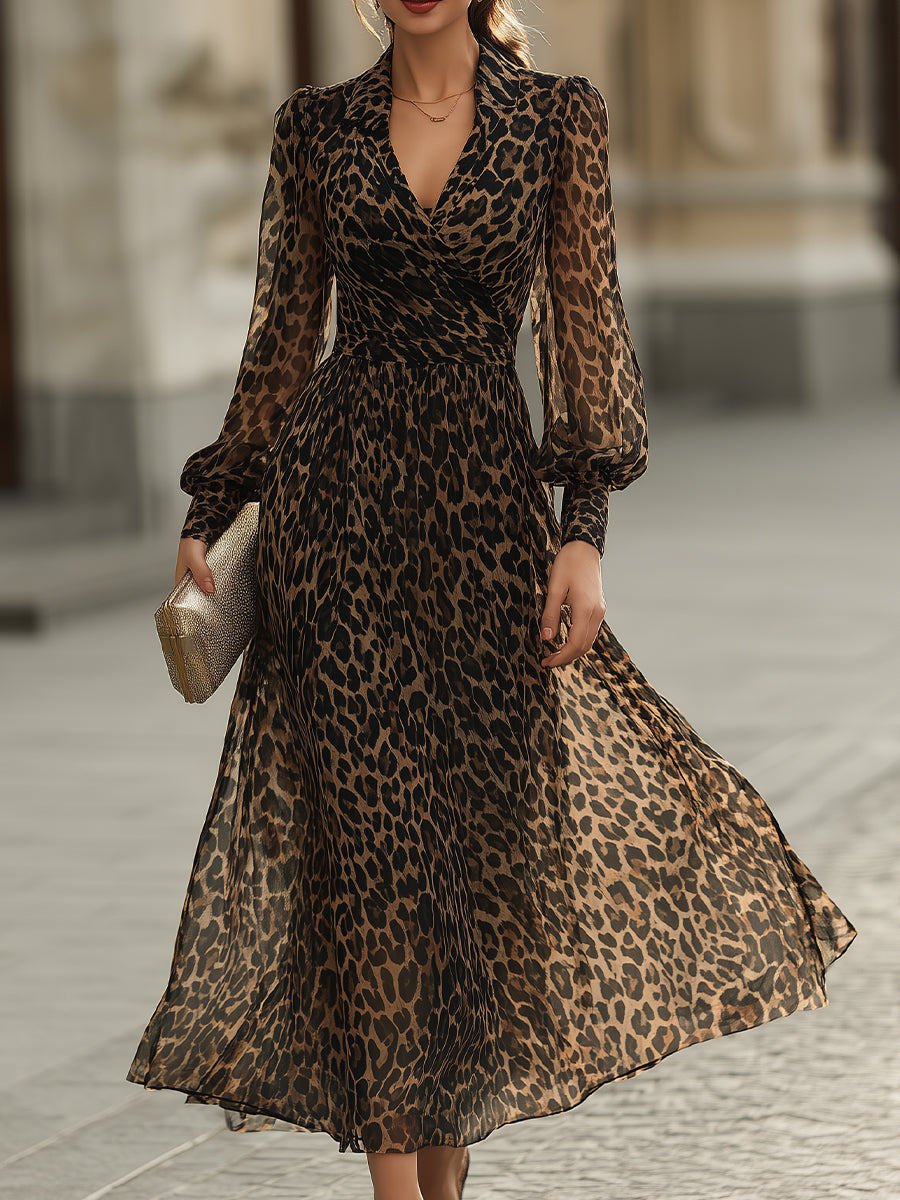 BEATRICE | LEOPARD PRINT MIDI WRAP DRESS
