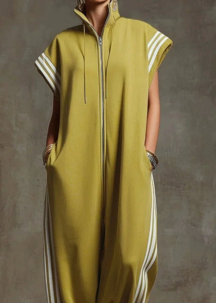 EVELYN | STRIPED SPORTY ZIP JUMPSUIT