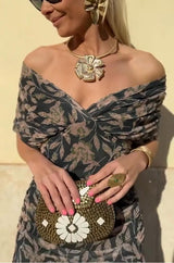 SIBYL | OFF-SHOULDER V-NECK MIDI DRESS