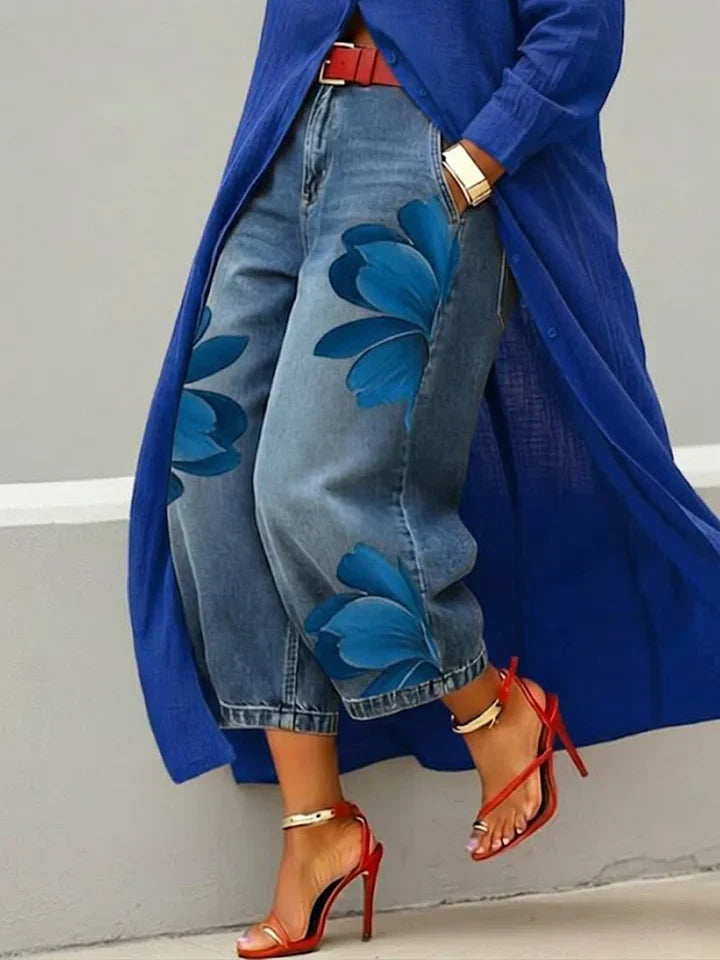 TAMSIN | SHIRT DRESS AND FLORAL JEANS SET