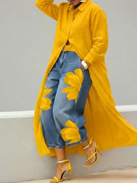 TAMSIN | SHIRT DRESS AND FLORAL JEANS SET