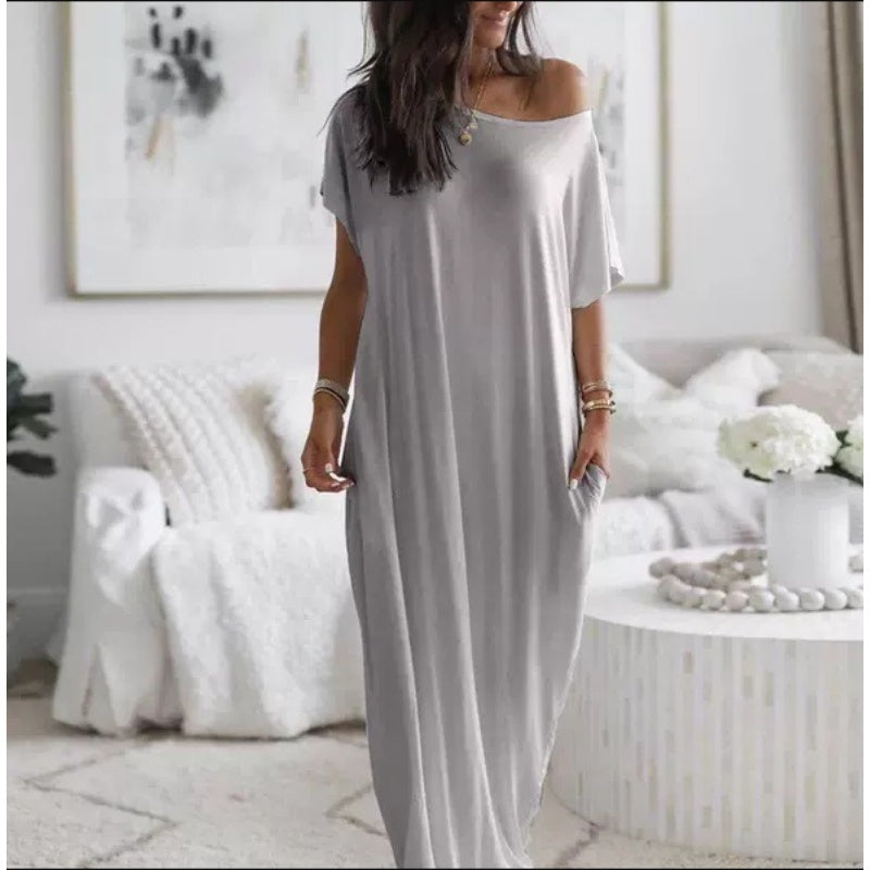AMELIA | LIGHTWEIGHT MAXI DRESS WITH LONG SLEEVES AND POCKETS