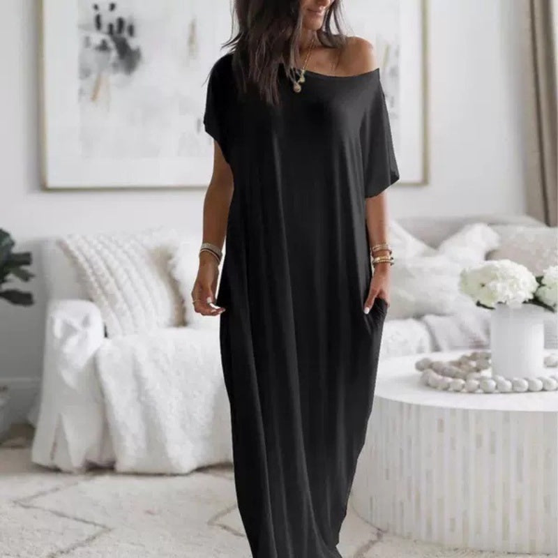 AMELIA | LIGHTWEIGHT MAXI DRESS WITH LONG SLEEVES AND POCKETS