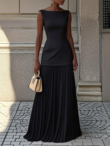 LOUISE | ELEGANT PLEATED MAXI DRESS