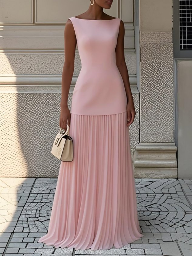 LOUISE | ELEGANT PLEATED MAXI DRESS