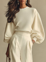 URSULA | RIBBED TWO PIECE SET WITH WIDE-LEG TROUSERS