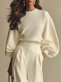 URSULA | RIBBED TWO PIECE SET WITH WIDE-LEG TROUSERS