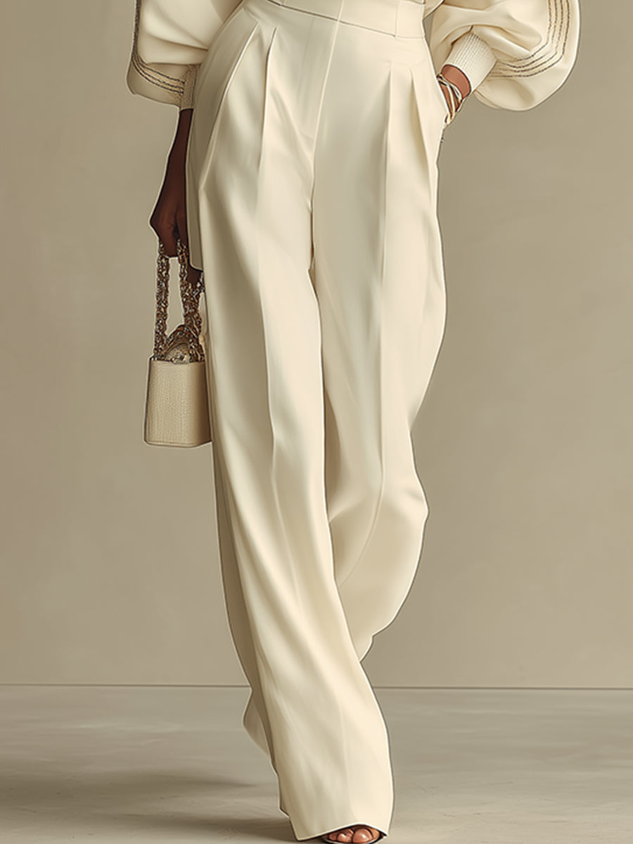 URSULA | RIBBED TWO PIECE SET WITH WIDE-LEG TROUSERS
