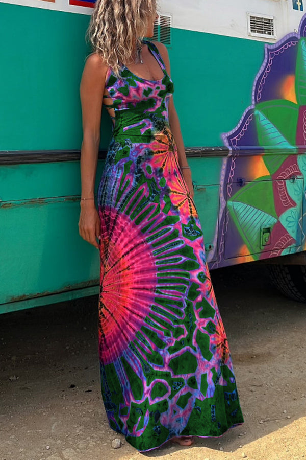 GEORGINA | FLATTERING TIE-DYE MAXI DRESS