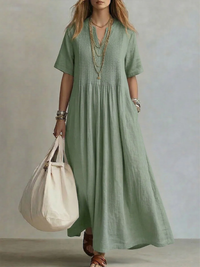 OLIVIA | RELAXED PLEATED MAXI DRESS