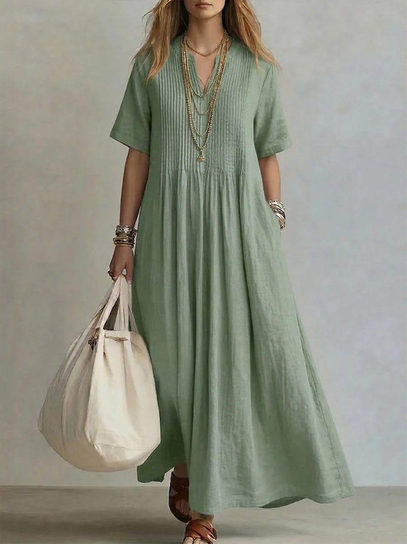 OLIVIA | RELAXED PLEATED MAXI DRESS