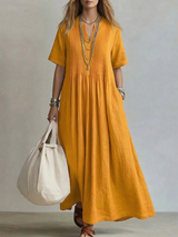 OLIVIA | RELAXED PLEATED MAXI DRESS