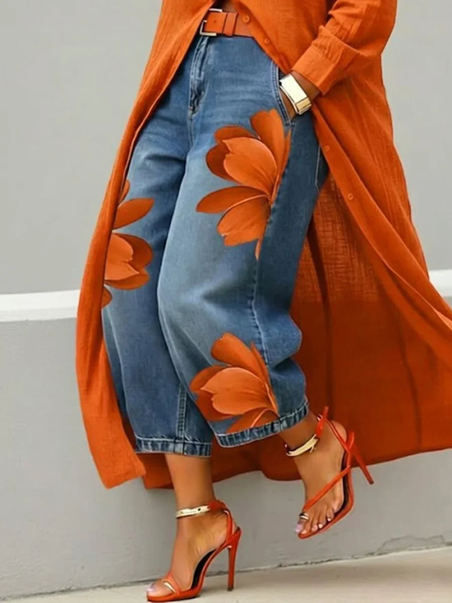 TAMSIN | SHIRT DRESS AND FLORAL JEANS SET