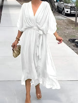 MARGERY | ELEGANT V-NECK CHIFFON MIDI DRESS