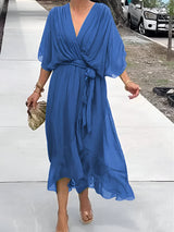 MARGERY | ELEGANT V-NECK CHIFFON MIDI DRESS