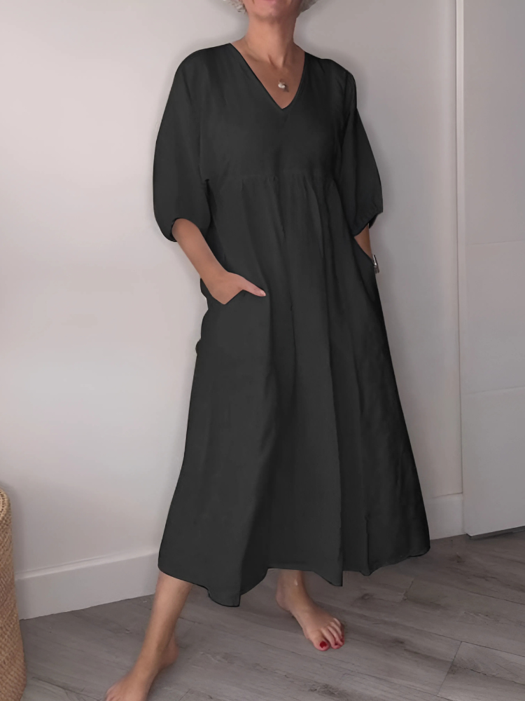 ALINAH | ELEGANT V-NECK MAXI DRESS
