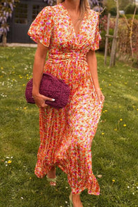 SOPHINA | ELEGANT FLORAL MAXI DRESS WITH V-NECKLINE
