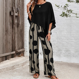 CHARLOTTE | TWO-PIECE PRINTED TROUSER SET WITH THREE-QUARTER SLEEVE TOP