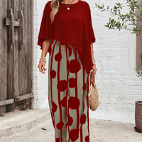 CHARLOTTE | TWO-PIECE PRINTED TROUSER SET WITH THREE-QUARTER SLEEVE TOP