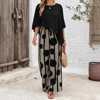 CHARLOTTE | TWO-PIECE PRINTED TROUSER SET WITH THREE-QUARTER SLEEVE TOP