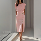 EVELYN | ELEGANT MIDI DRESS WITH SPLIT