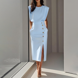 EVELYN | ELEGANT MIDI DRESS WITH SPLIT