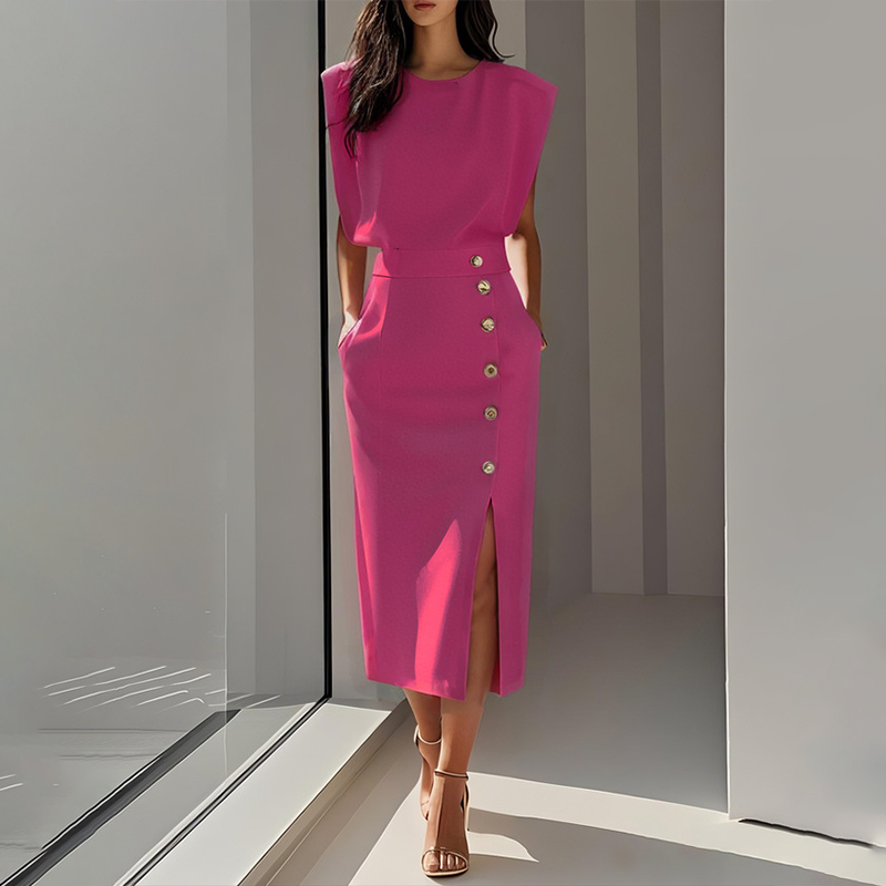 EVELYN | ELEGANT MIDI DRESS WITH SPLIT
