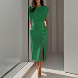 EVELYN | ELEGANT MIDI DRESS WITH SPLIT
