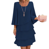 PRISCILLA | FLATTERING MIDI DRESS WITH LAYERED RUFFLES AND WIDE SLEEVES