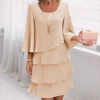 PRISCILLA | FLATTERING MIDI DRESS WITH LAYERED RUFFLES AND WIDE SLEEVES