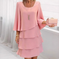 PRISCILLA | FLATTERING MIDI DRESS WITH LAYERED RUFFLES AND WIDE SLEEVES