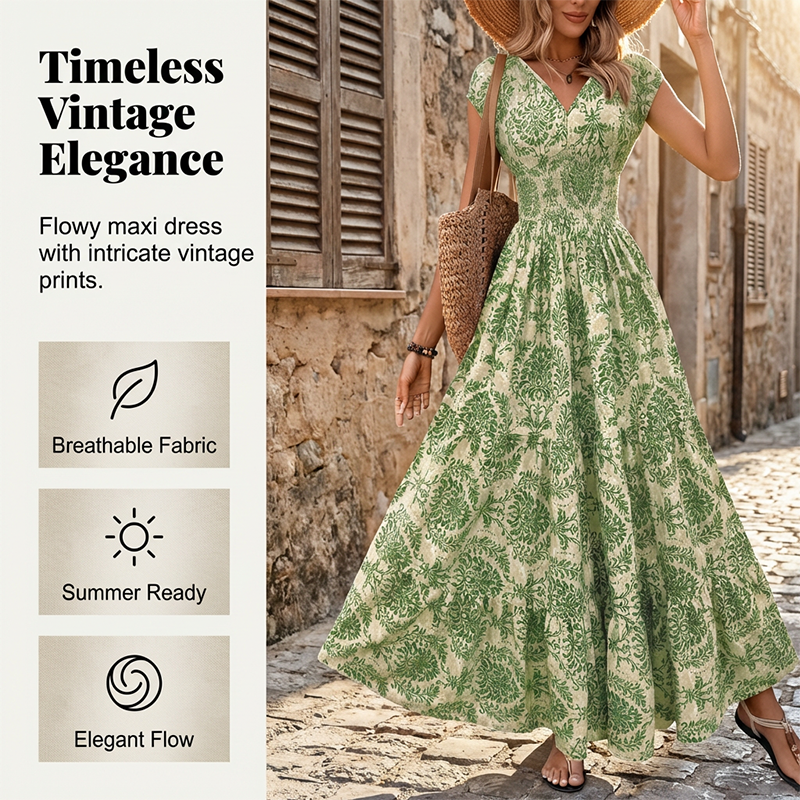 DIANA | FLORAL PRINT V-NECK MAXI DRESS