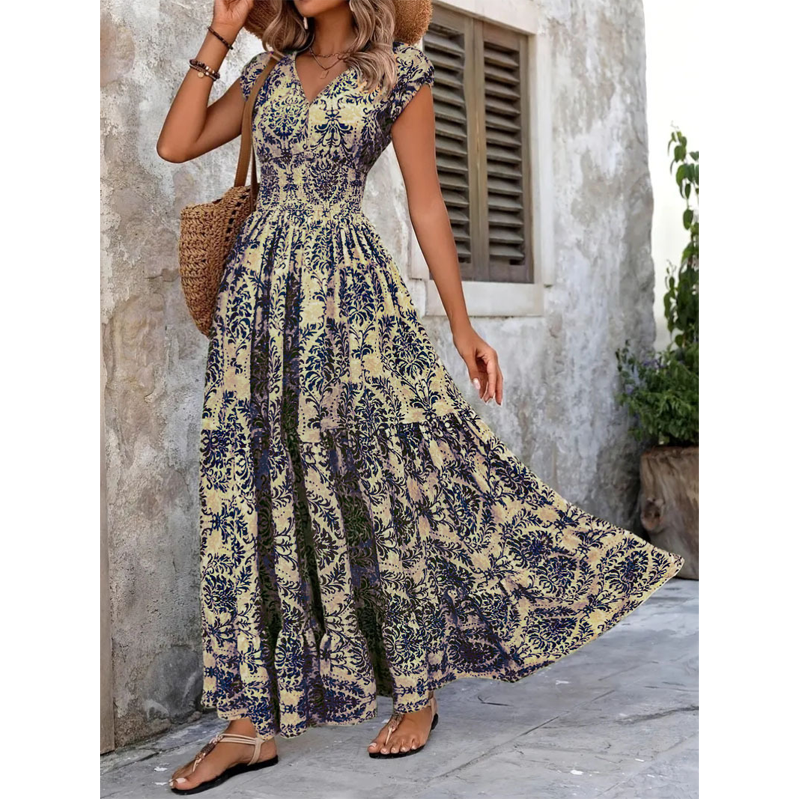 DIANA | FLORAL PRINT V-NECK MAXI DRESS