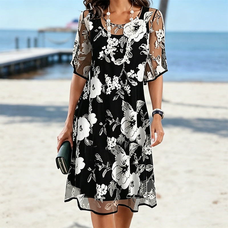 EVELYN | ELEGANT FLORAL CHIFFON DRESS