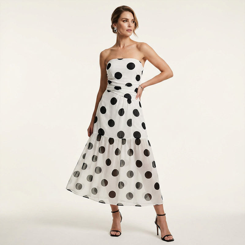 FELICITY | FLATTERING POLKA DOT MIDI DRESS