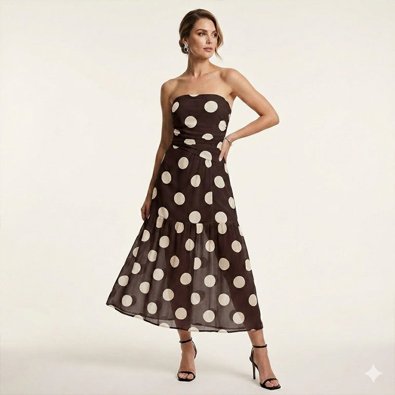 FELICITY | FLATTERING POLKA DOT MIDI DRESS