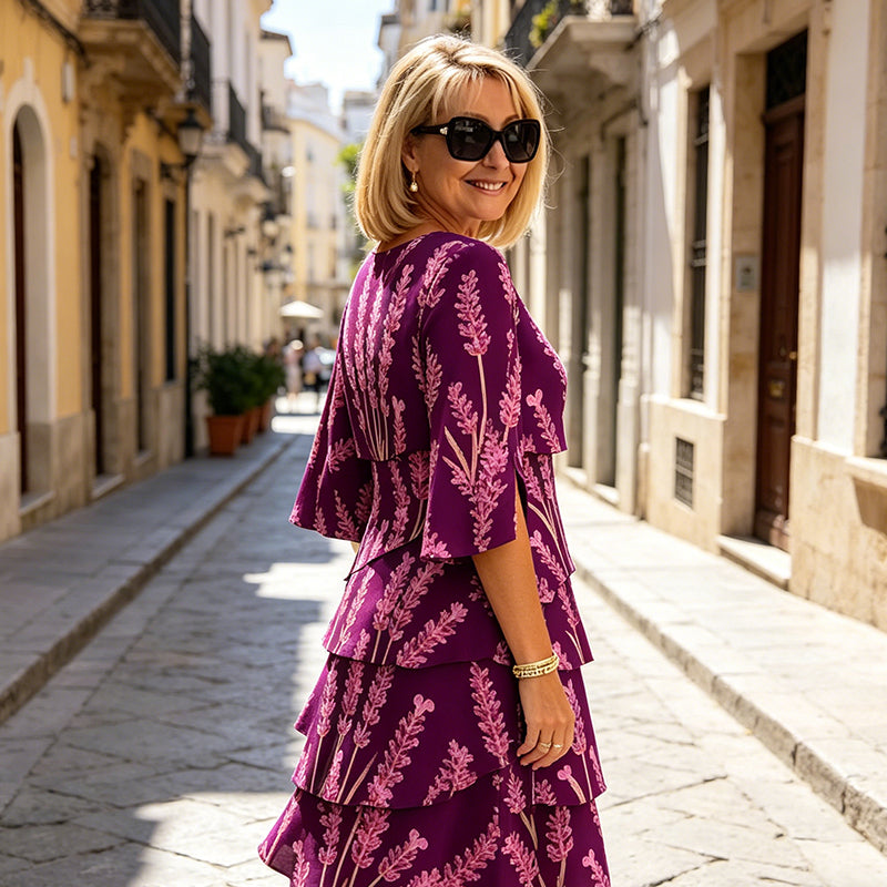 NADINE | ELEGANT FLORAL PRINT MIDI DRESS