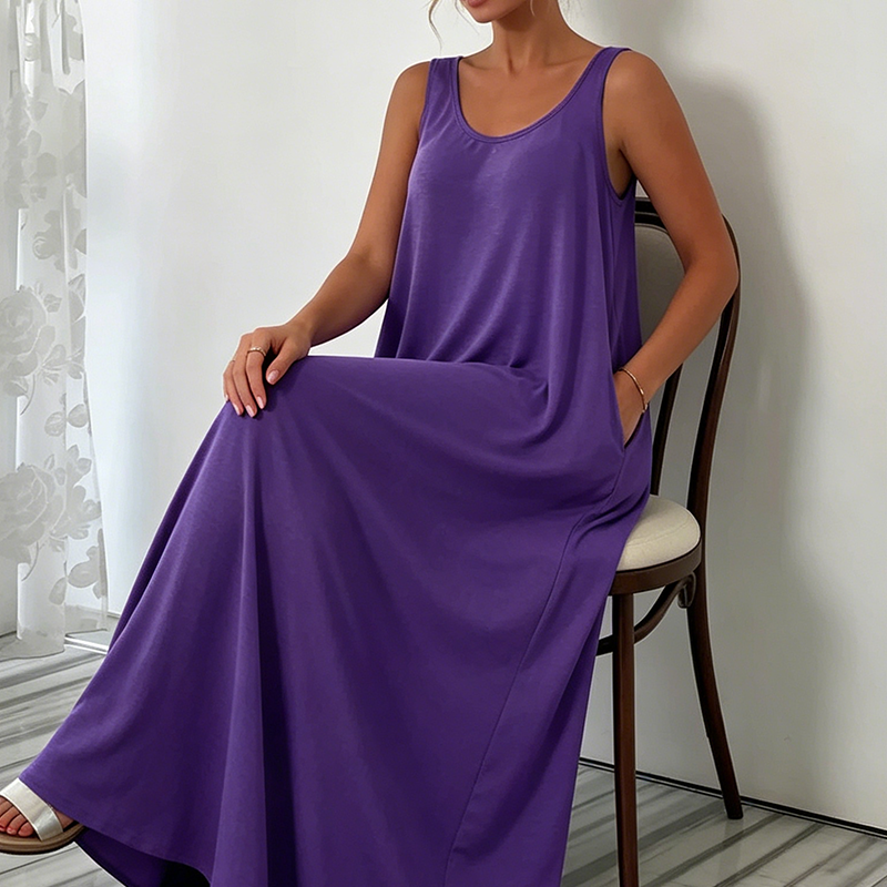 YVONNE | FLATTERING CASUAL SLEEVELESS MAXI DRESS